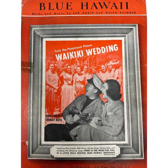 Blue Hawaii Sheet Music 1937 Bing Crosby Waikiki Wedding Robin Rainger - Picture 2 of 6